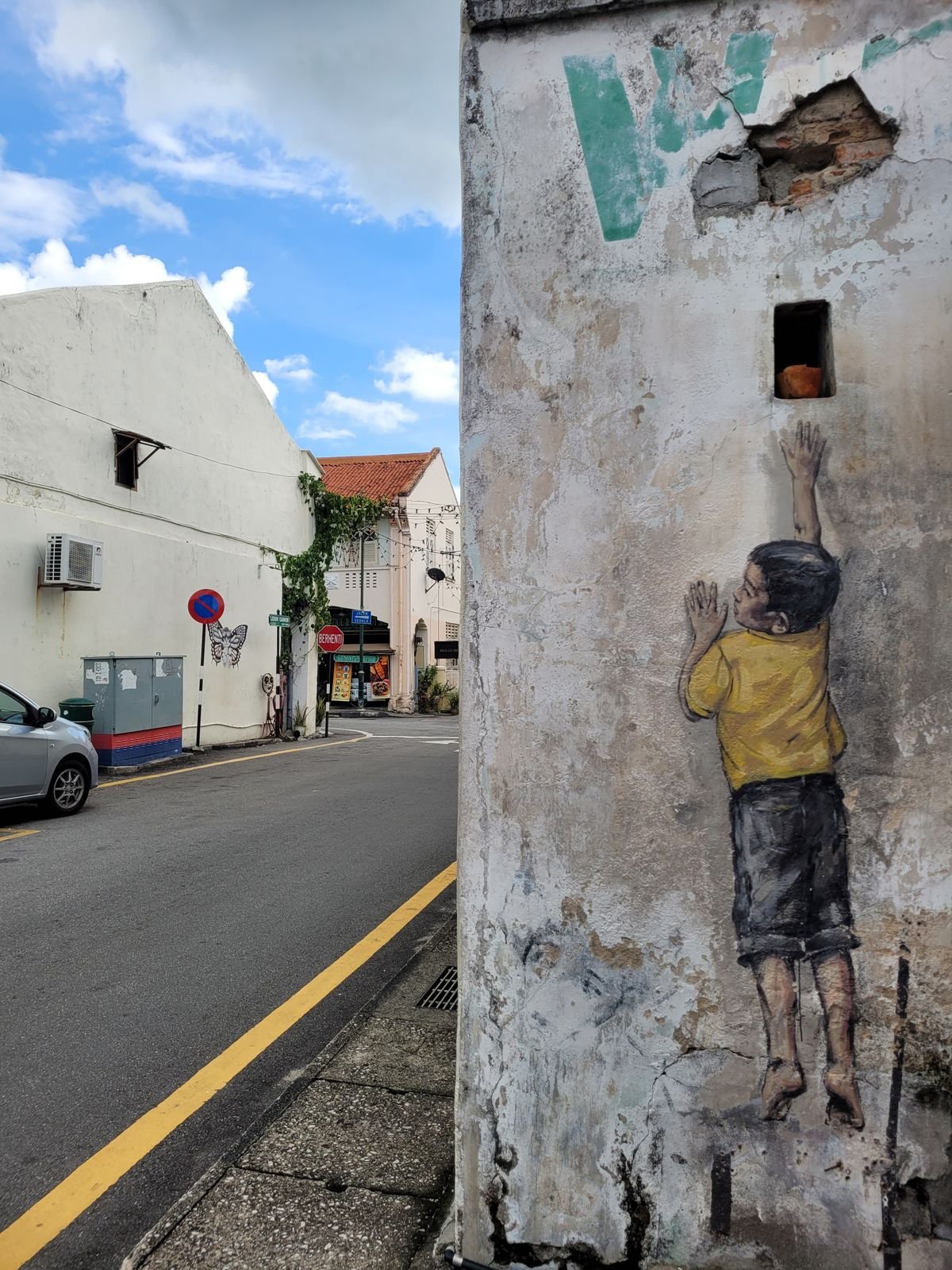 Street art on a heritage wall in George Town, Penang